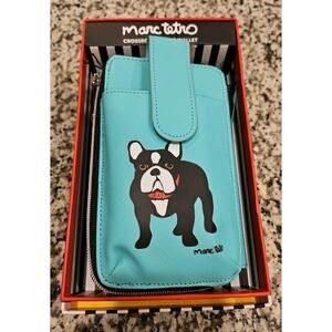 French Bulldog Dog Frenchie Wristlet Crossbody Phone Wallet Aqua 4.5 x 7.5 x 1